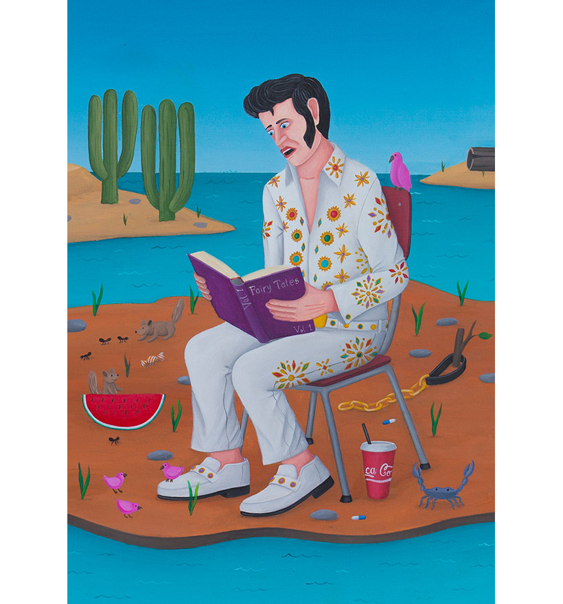 Elvis reading a book